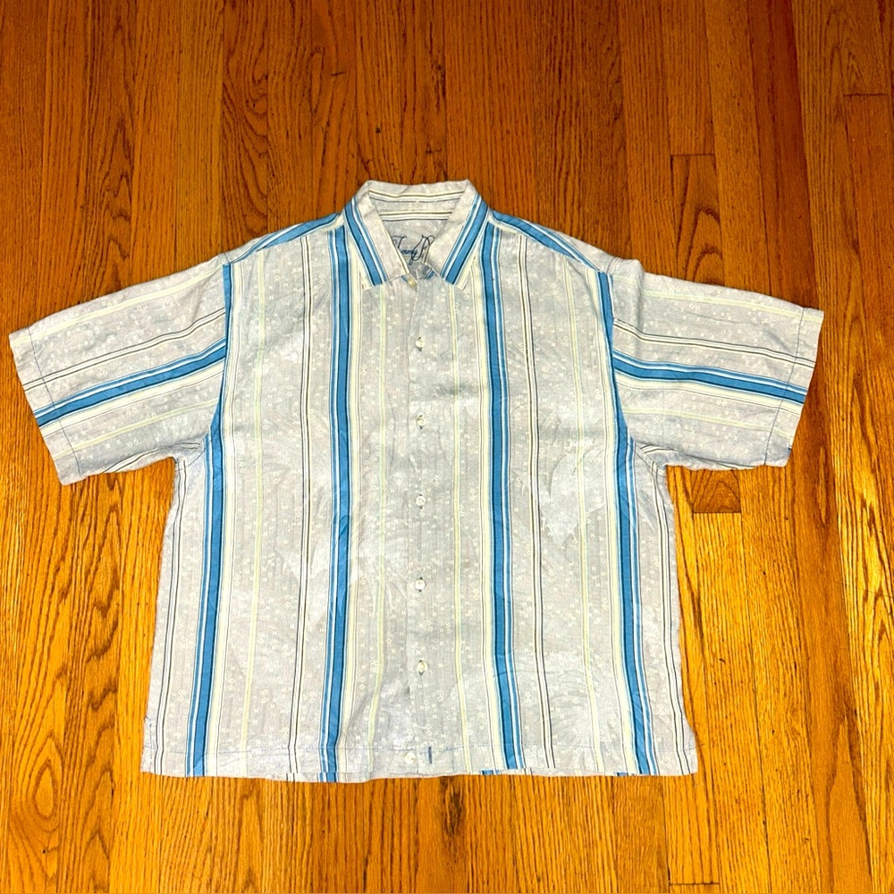 Vintage Tommy Bahama Men’s Shirt Sleeve Button Up Silk Hawaiian Striped size L